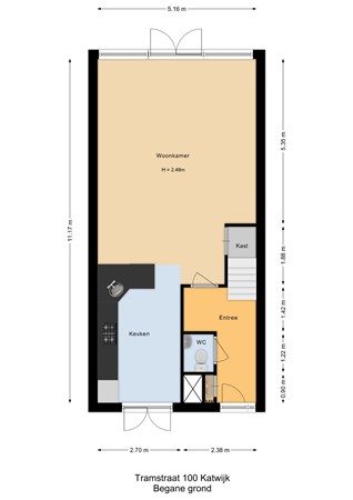 Floorplan - Tramstraat 100, 2225 CM Katwijk